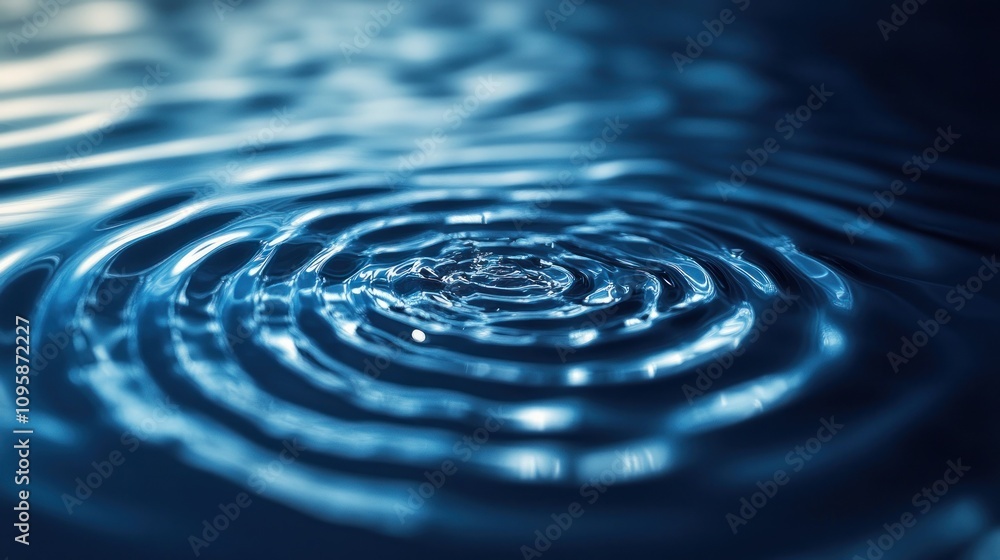 Poster close-up of rippling water surface, showcasing reflections and circular wave patterns.