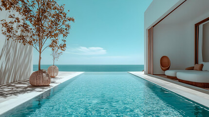 Obraz premium Modern Poolside Villa with Ocean View - Photo