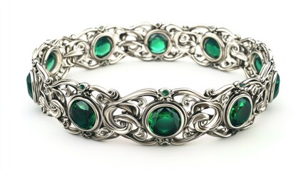 Emerald and Silver Bracelet