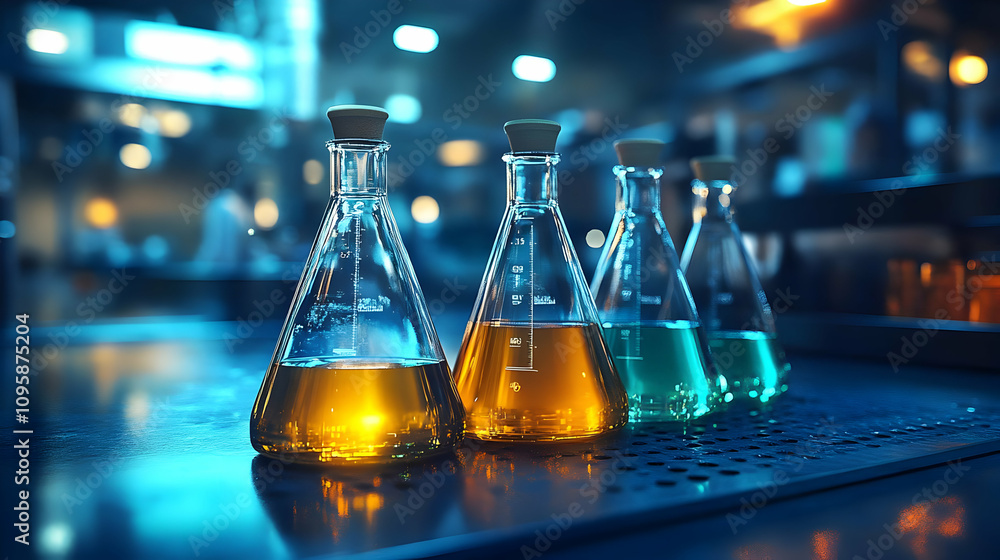 Poster laboratory beaker experiment realistic image