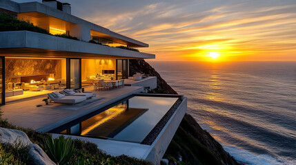 Modern Cliffside Home with Infinity Pool and Sunset View - Photo