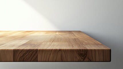 Wooden table with blurred wall background, for display or montage your products. Mockup for display of product.