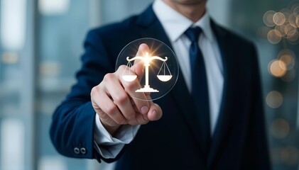 Legal Action Concept Business Environment Professional Setting Modern Office Focus on Justice Symbol