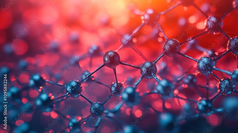 Aufkleber abstract representation of molecular structures with vibrant colors and lighting effects.
