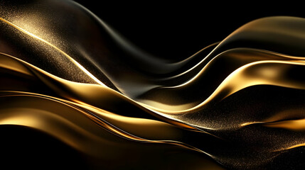 Abstract Golden Waves 3D Background