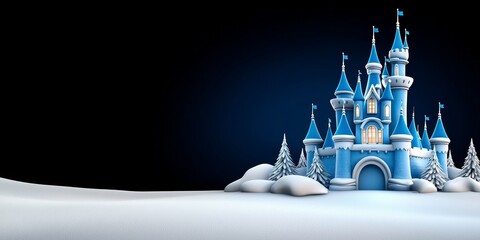 Enchanting Blue Winter Castle Snowy Landscape Fairytale Holiday