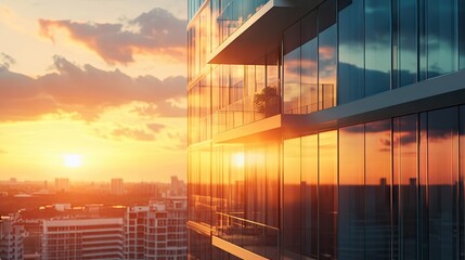 Luxurious Apartment Building at Sunset