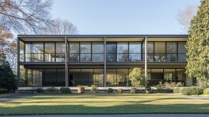 Obraz premium Modern 1960s Office Building with Large Windows