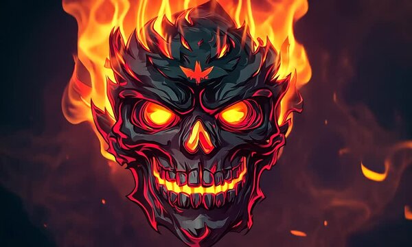 Fiery Skull Enveloped in Infernal Flames, a Digital Art Masterpiece