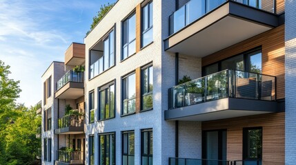 Modern Apartment Building with Large Windows
