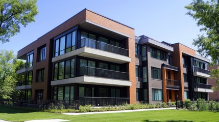 Fototapeta premium Modern Residential Building with Green Surroundings