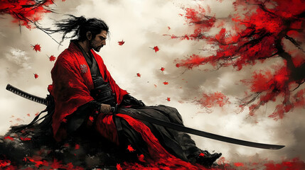 Samurai Warrior Illustration