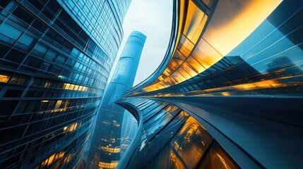 Fototapeta premium Dynamic View of Shanghai Skyline at Twilight