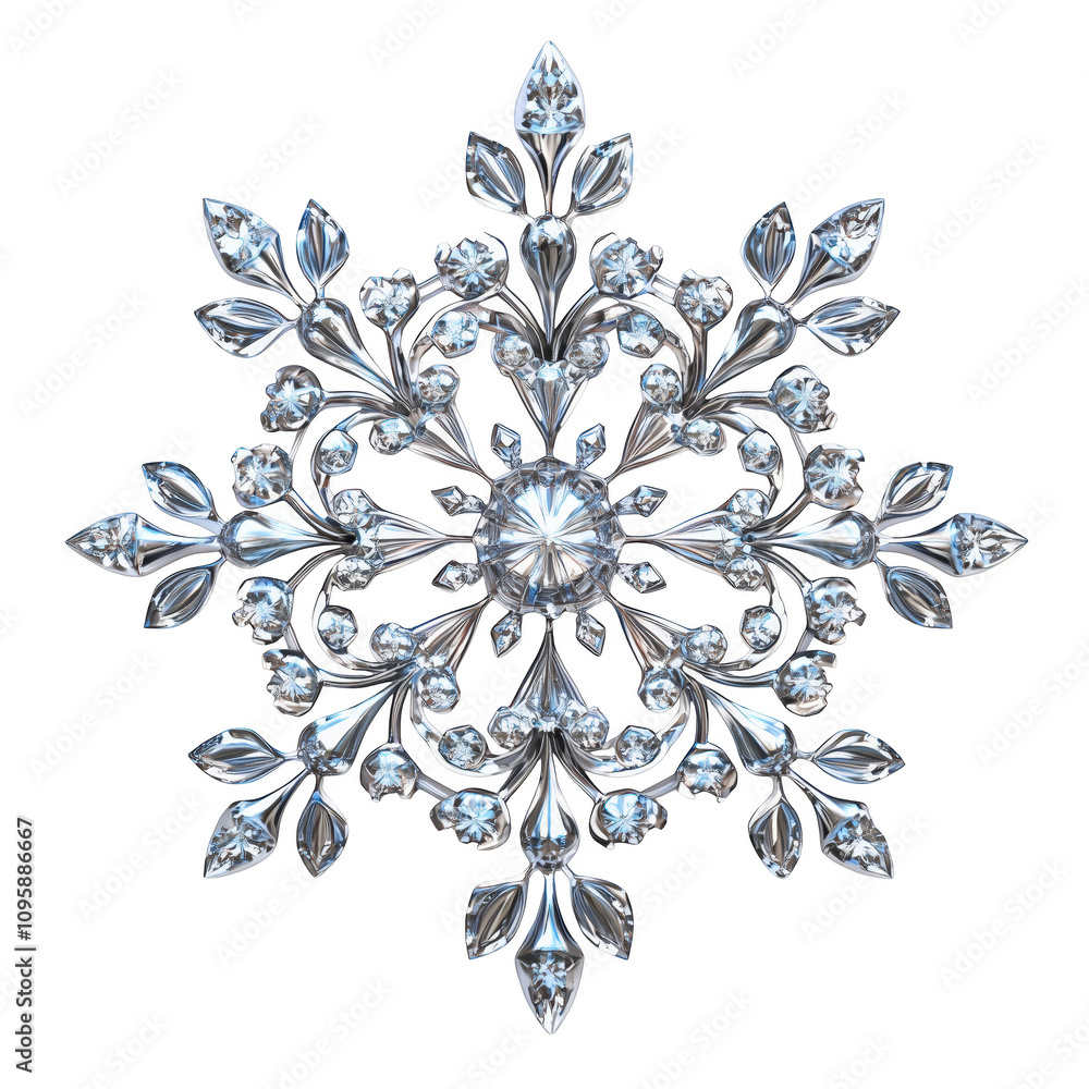 Poster elegant snowflake design adorned with sparkling gemstones