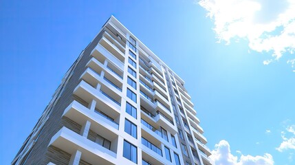 Modern High-Rise Building Against Clear Sky