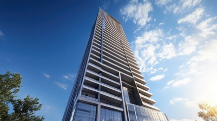 Fototapeta premium Modern High-Rise Building with Sleek Design