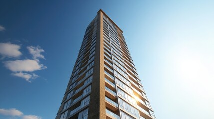 Modern Residential Tower in Low Angle View