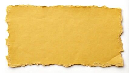 Obraz premium Fragment of yellow paper with rough irregular edges, yellow note, yellow sheet, crumpled paper