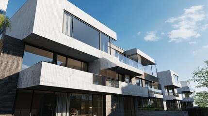 Modern Stylish Residential Block with Large Windows