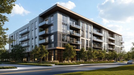 Modern Apartment Building with Expansive Design