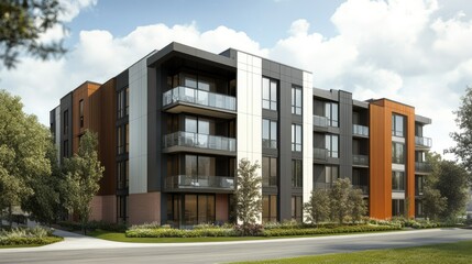 Fototapeta premium Modern Sleek Apartment Building Design
