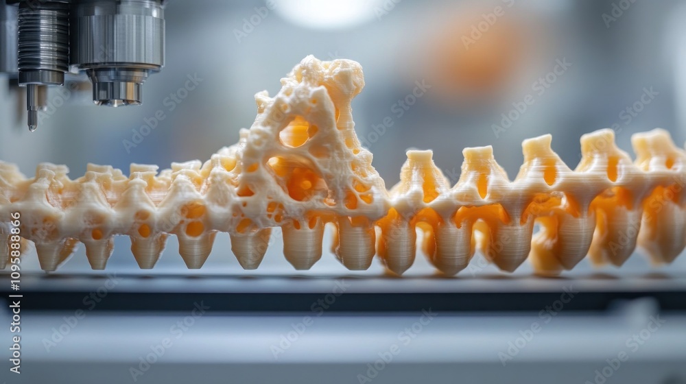 Aufkleber a detailed 3d-printed spinal model showcasing vertebrae structure and design.