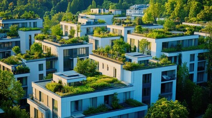 Fototapeta premium Modern Residential Complex with Green Rooftops