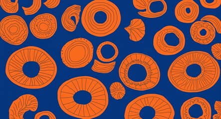 Orange Circle pattern hand drawn design on Black background illustration