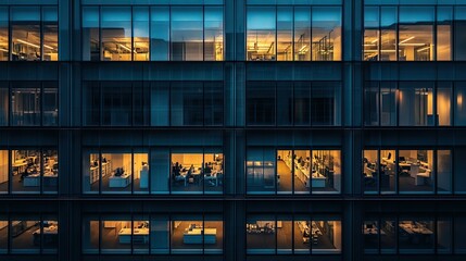 Modern Glass Office Tower at Dusk