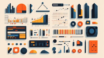 Naklejka premium A collection of colorful graphic elements for data visualization and design.