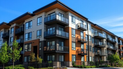 Obraz premium Modern Newly Constructed Apartment Building Exterior