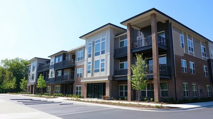 Fototapeta premium Modern Newly Constructed Apartment Complex Exterior