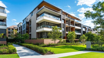 Modern Stylish Residential Block in Green Landscape