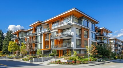 Modern Apartment Building on a Clear Sunny Day
