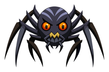 Scary spider vector on isolated png background, realistic spider, 3D. Modern image of scary spider for advertising concepts