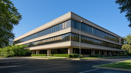 Fototapeta premium Modern Office Building from the 1960s Perspective