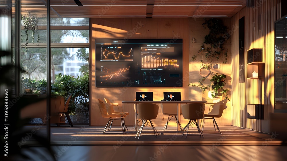 Poster a hybrid coworking hub featuring ar tools for blockchain-powered market trend analysis and visualiza
