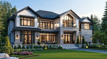 Obraz premium Contemporary Luxury House in 3D Visualization