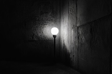 A Single Lightbulb Illuminating a Dark Corner