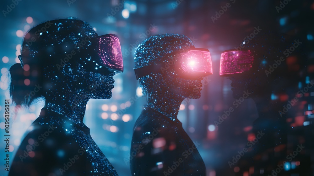 Poster Avatars brainstorming innovative solutions using holographic tools in a futuristic virtual setting. 4k resolution, Cinematic Scene