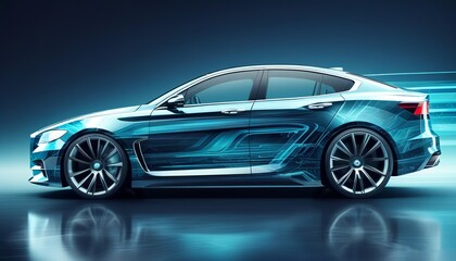 Abstract Car Design Illustration. Created with generative AI technology