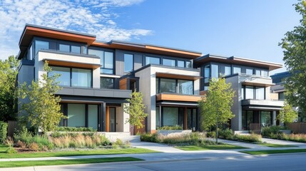 Fototapeta premium Modern Terraced Homes in Bright Urban Setting