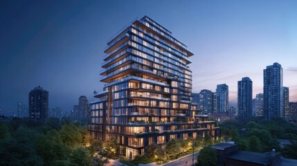 Obraz premium Modern High-End Apartment Building at Dusk