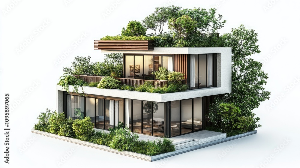 Aufkleber modern minimalist architecture 3d rendering
