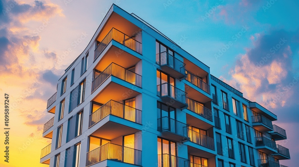 Poster modern apartment building in 3d rendering