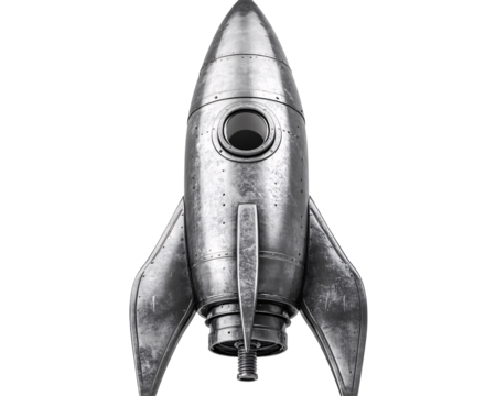 a silver rocket with a hole