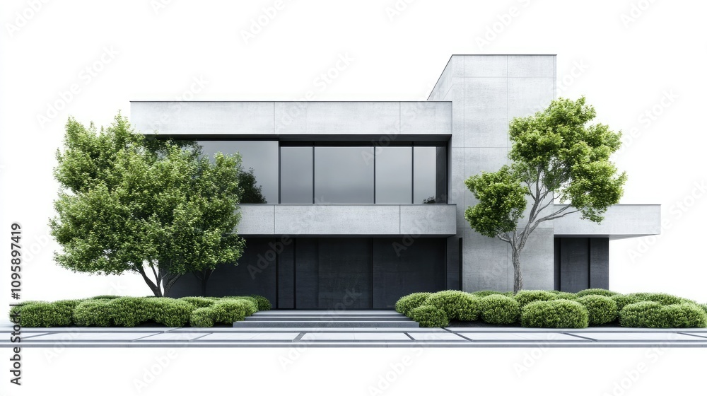 Aufkleber modern 3d home rendering with symmetrical design