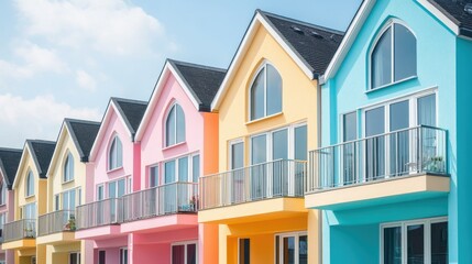 Obraz premium Colorful Modern Suburban Terraced Houses