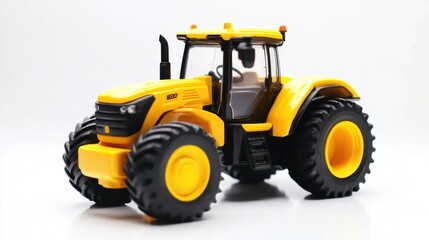 Yellow Toy Tractor Close-Up Shot
