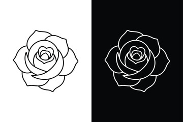 Minimalist Rose Blossom Icon for Valentine’s Day Designs
